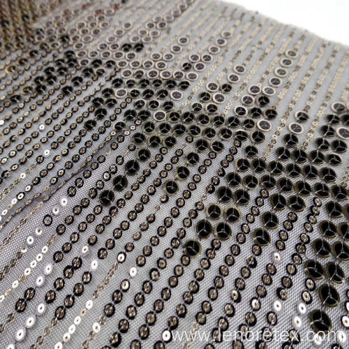 Knit Metallic Paillette Metal Sequin Mesh Embroidery Fabric